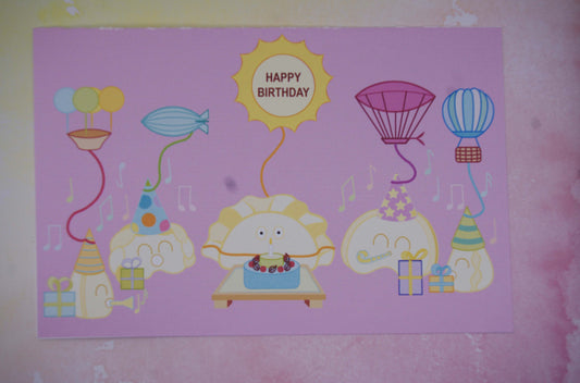 Perogi Birthday Card- Pink and Blue
