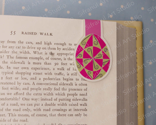 Pink & Green Windmill 40 Triangles Magnetic Bookmark
