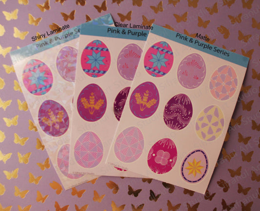 Pink & Purple Series Pysanky Sticker Sheets