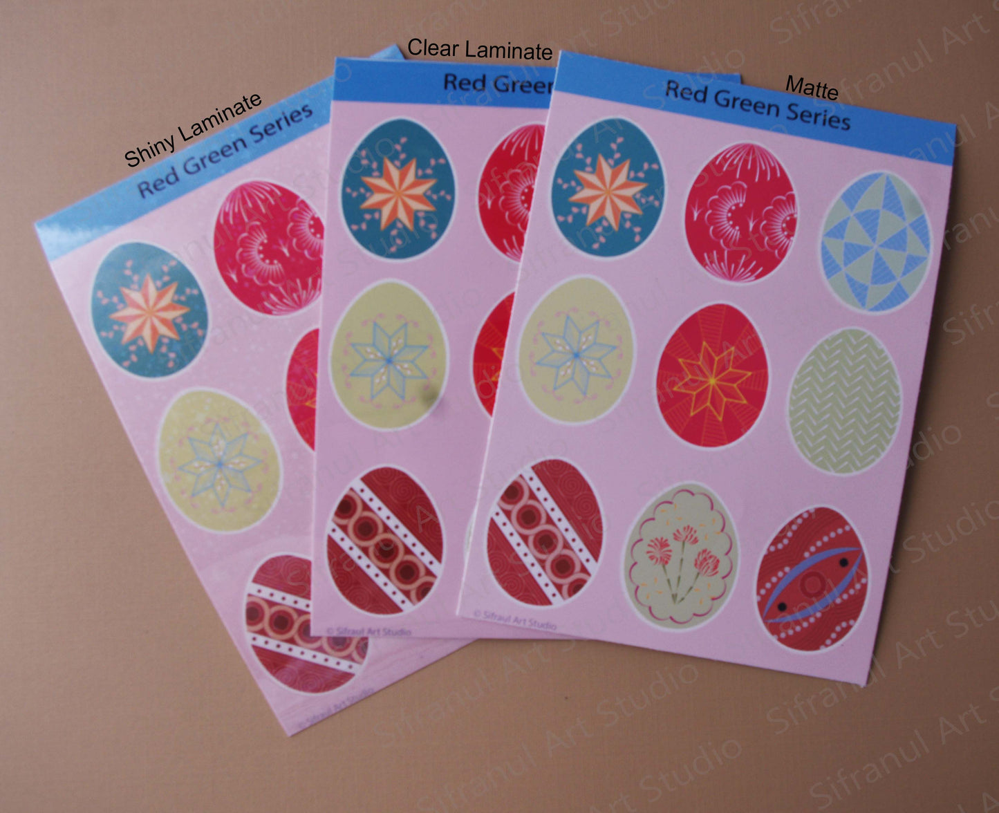 Red Green Series Pysanky Sticker Sheets