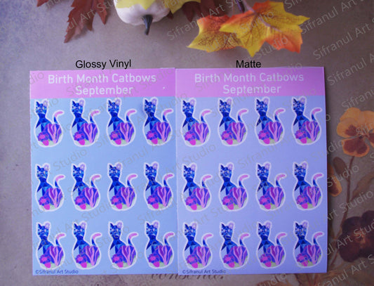 September Birthday Cat Stickers