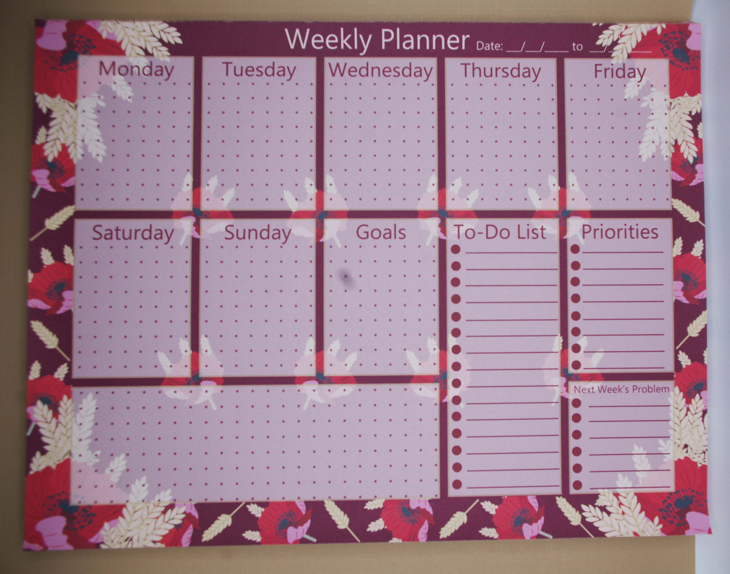 Poppy and Wheat Handmade Weekly Planner